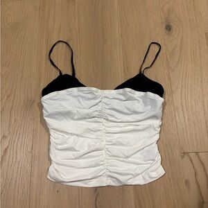 Unworn Princess Polly Black and White Ruched Camisole